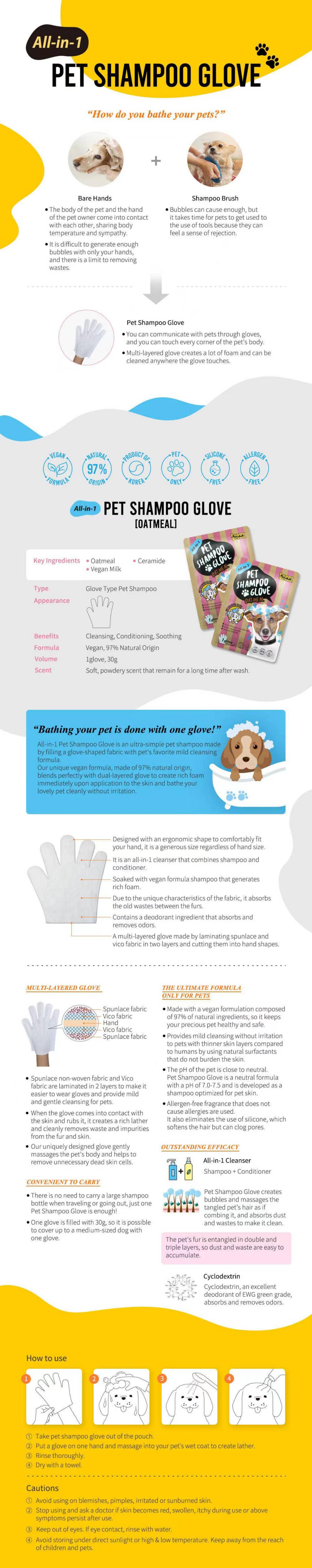 Puppy Crush All-in-1 Pet Shampoo Glove-Oatmeal